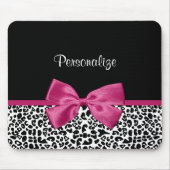 Tapis De Souris Empreinte de léopard en ruban rose foncé avec nom (Devant)