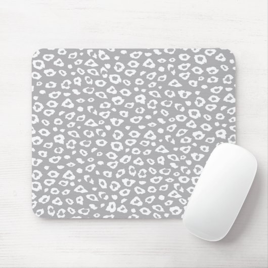 Tapis De Souris Empreinte de léopard gris et blanc (Avec souris)
