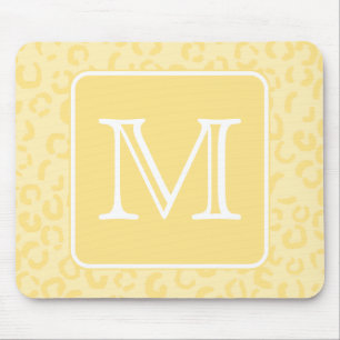 Tapis De Souris Empreinte de léopard jaune beige. Monogramme fait