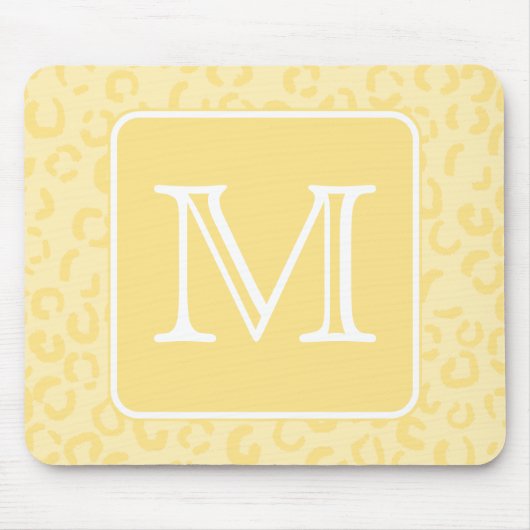 Tapis De Souris Empreinte de léopard jaune beige. Monogramme fait (Devant)