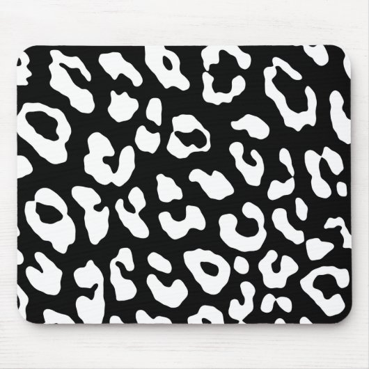 Tapis De Souris Empreinte de léopard noir blanc (Devant)