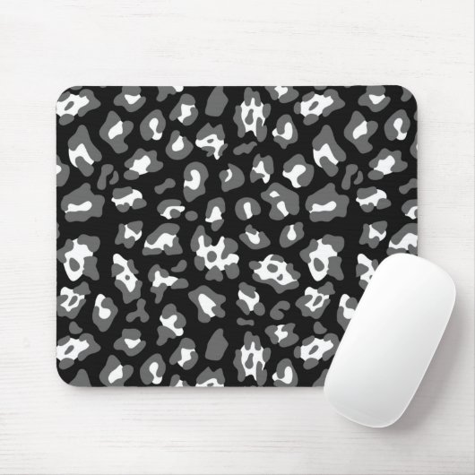 Tapis De Souris Empreinte de léopard noir et blanc (Avec souris)