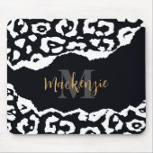 Tapis De Souris Empreinte de léopard noir et blanc (Devant)