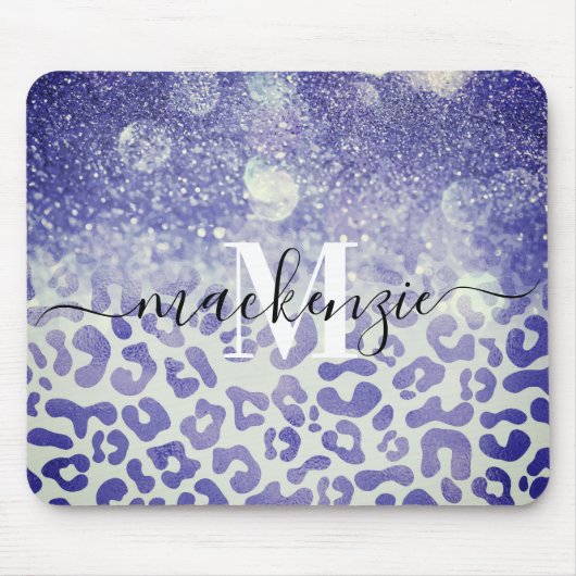 Tapis De Souris Empreinte de léopard Parties scintillant bleue (Devant)