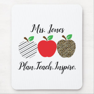 Tapis De Souris Empreinte de léopard Red Apple Enseignant Retour À