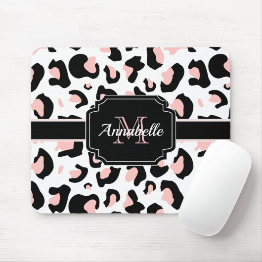 Tapis De Souris Empreinte de léopard rose (Avec souris)