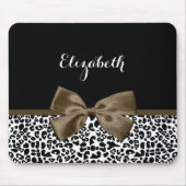 Tapis De Souris Empreinte de léopard sophistiqué Bow Brown avec no (Devant)