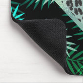 Tapis De Souris Empreinte de léopard Tropical Turquoise (Coin)