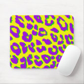 Tapis De Souris Empreinte de léopard violet jaune vert (Avec souris)