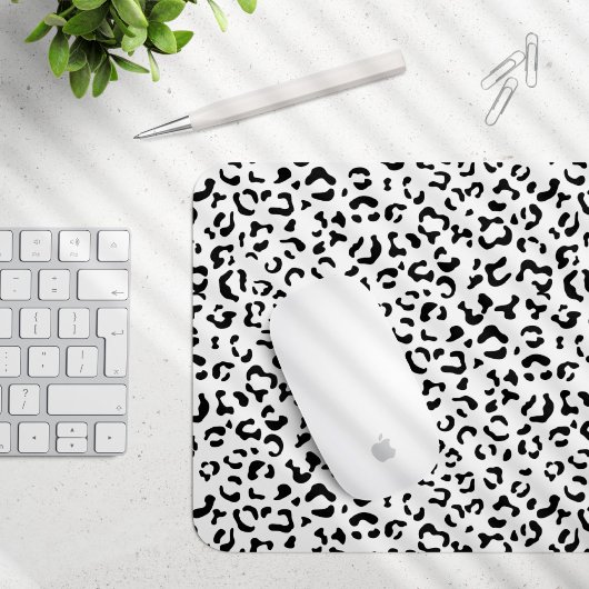 Tapis De Souris Empreinte de léopard, Zones Léopard, Noir Et Blanc