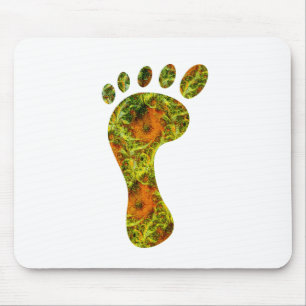 Tapis De Souris Empreinte de pas nue en feuille de palmier verte