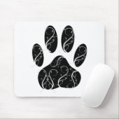 Tapis De Souris Empreinte de patte Chien Noir Avec Flouris Blanc (Avec souris)