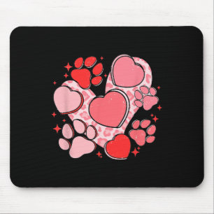 Tapis De Souris Empreinte de patte de chien avec cœur rouge pour l