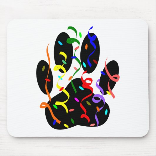 Tapis De Souris Empreinte de patte De Chien Avec Confetti Et Strea (Devant)