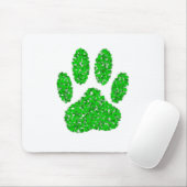 Tapis De Souris Empreinte de patte de chien de feuillage vert (Avec souris)