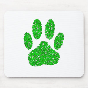 Tapis De Souris Empreinte de patte de chien de feuillage vert
