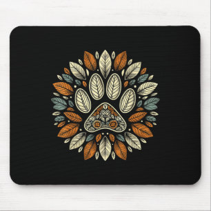 Tapis De Souris Empreinte de patte de chien de feuille d'automne F