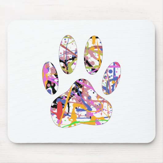 Tapis De Souris Empreinte de patte de chien de peinture (Devant)