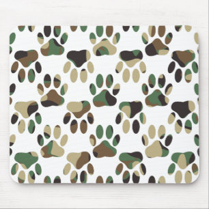 Tapis De Souris Empreinte de patte de chien Motif Camo