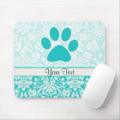 Tapis De Souris Empreinte de patte turquoise (Avec souris)