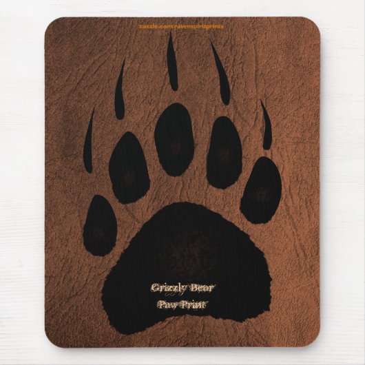 Tapis De Souris Empreinte grizzlée d'ours sur Faux Leather Mousepa (Devant)