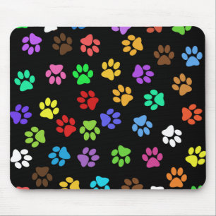 Tapis De Souris Empreintes de pas animales colorées