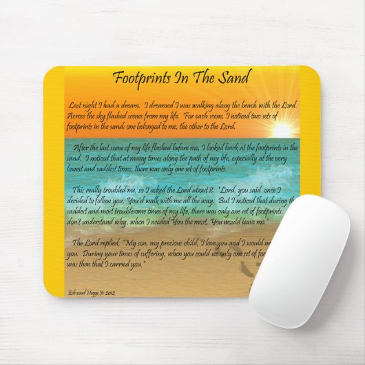 Tapis De Souris Empreintes de pas dans le sable (Avec souris)