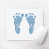 Tapis De Souris Empreintes de pas de bébé bleu (Avec souris)