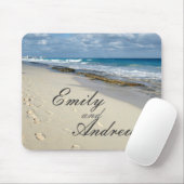 Tapis De Souris Empreintes de pas sur le mousepad de plage (Avec souris)