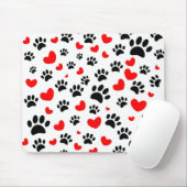Tapis De Souris Empreintes de pattes De Chiens Random Et Coeurs Ro (Avec souris)