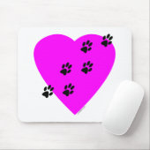 Tapis De Souris Empreintes de pattes sur mon coeur - rose (Avec souris)
