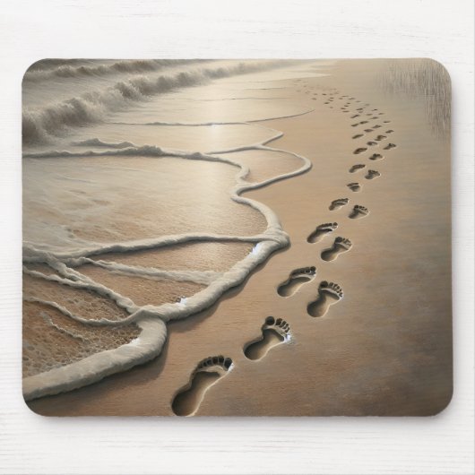Tapis De Souris Empreintes De Plage Avec Ocean Froth (Devant)