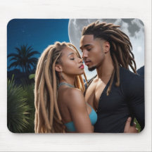 Tapis de souris en art de couple au clair de lune 