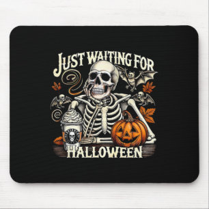 Tapis De Souris En Attendant Juste Halloween Skeleton Coffee Jack