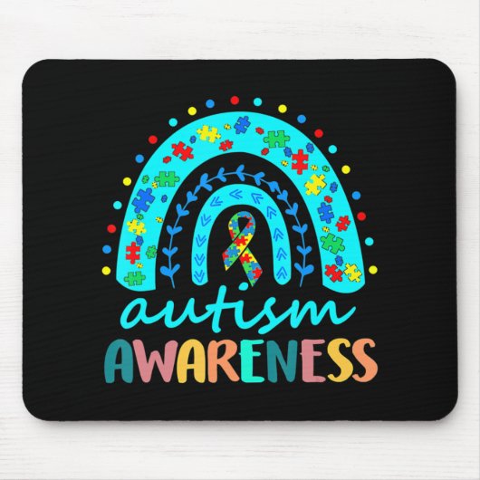 Tapis De Souris En Avril Nous Portons L'Autisme Bleu Rainbow Sensi (Devant)