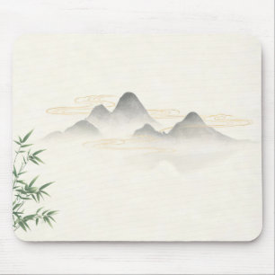 Tapis de souris en bambou de montagne à l'encre ze