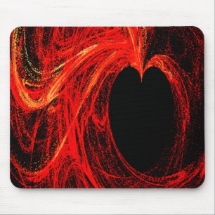 Tapis de souris en forme de cœur abstrait rouge et