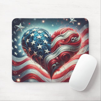 Tapis de souris en forme de cœur avec le drapeau a