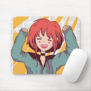Tapis de Souris en Grille Fille Anime Joyeuse