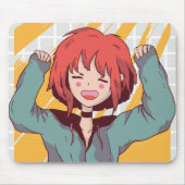 Tapis de Souris en Grille Fille Anime Joyeuse (Devant)