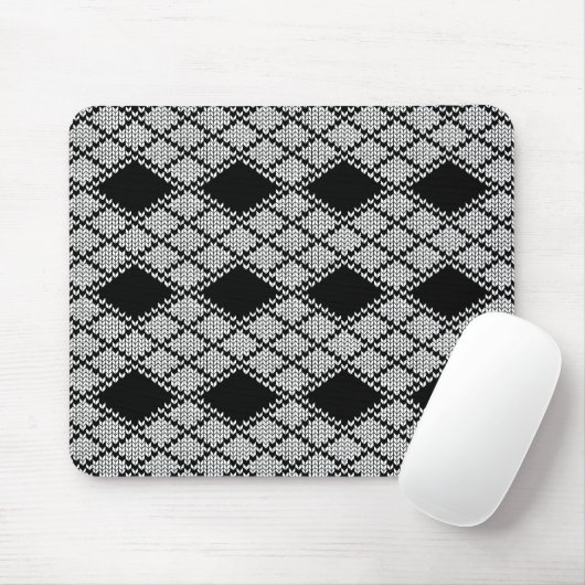 TAPIS DE SOURIS EN MAILLE ARGYLE NOIR (Avec souris)