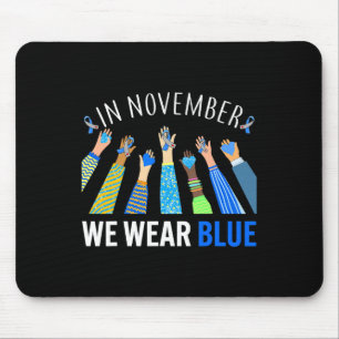 Tapis De Souris En Novembre Nous Portons Bleu Mains Diabète Sensib