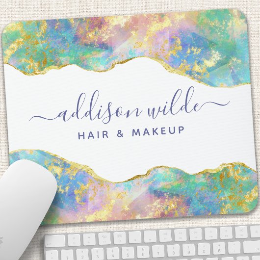 Tapis de souris en opale de feu chic arc-en-ciel