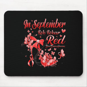 Tapis De Souris En Septembre Nous Portons Le Papillon Rouge Cancer