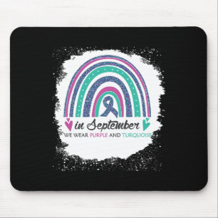 Tapis De Souris En Septembre Nous Portons Violet Et Turquoise Blea