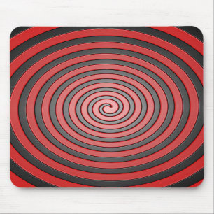Tapis de souris en spirale hypnotique rouge et