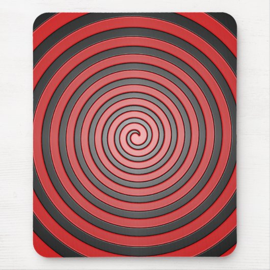 Tapis de souris en spirale hypnotique rouge et (Devant)