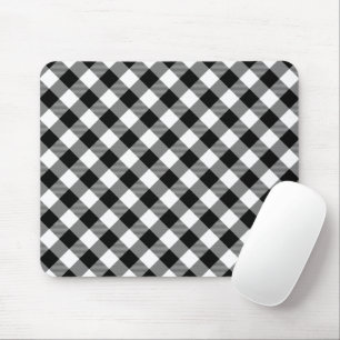 Tapis De Souris En vichy diagonales en noir et blanc