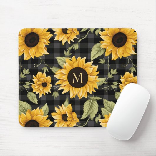 Tapis De Souris en vichy Motif tournesol (Avec souris)