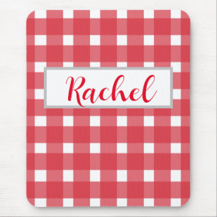 Tapis De Souris En vichy rouge blanc personnalisé